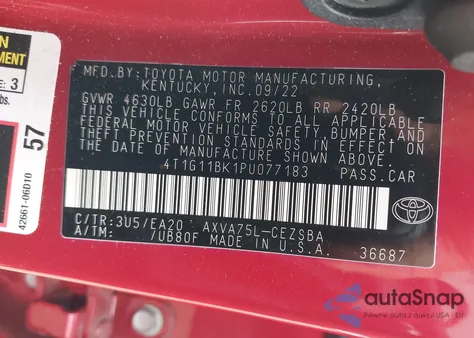 2023 Toyota Camry Se Awd из США, поврежденный, VIN 4T1G11BK1PU077183